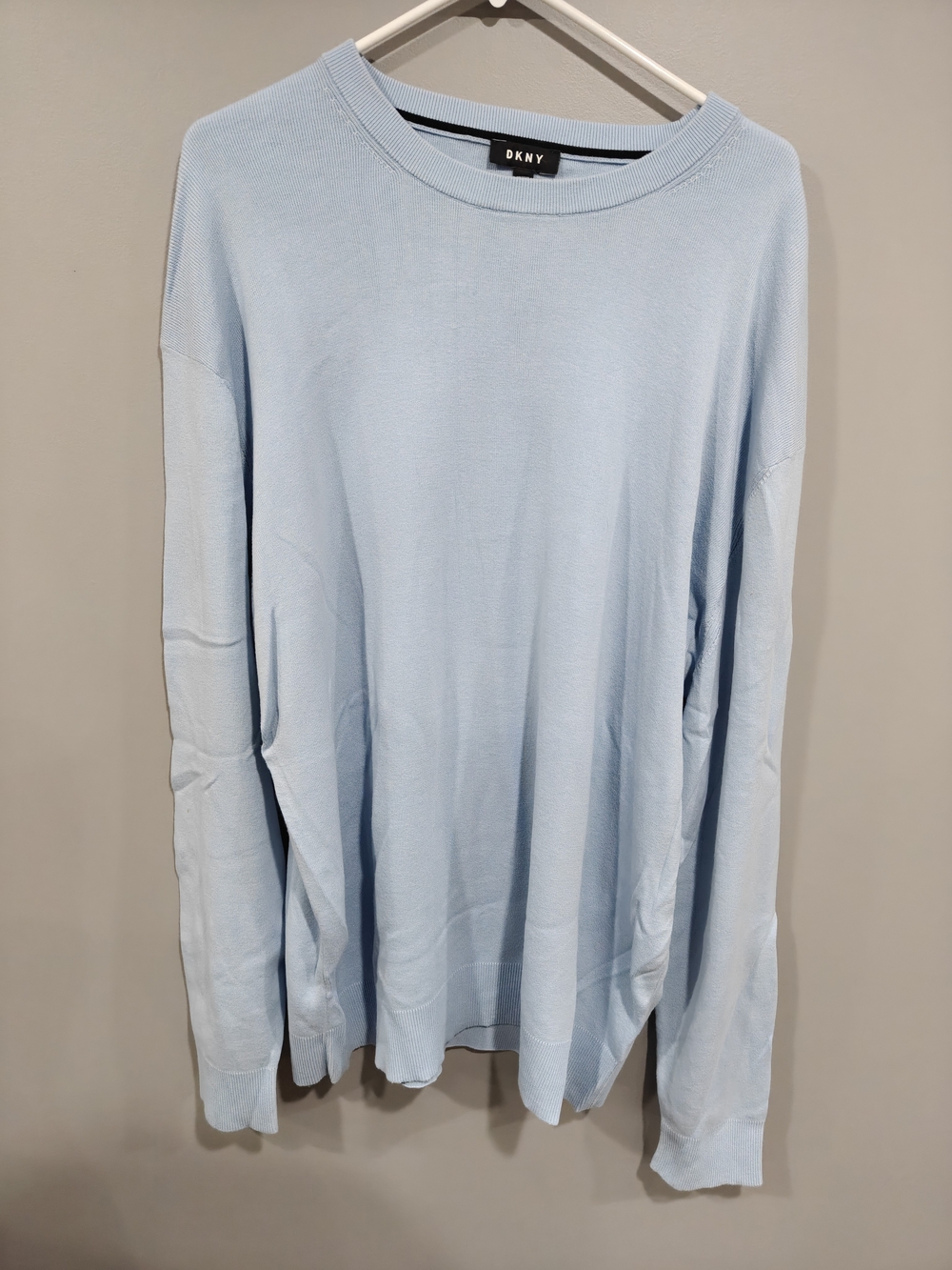 DKNY Men’s Light Blue Crewneck Long-Sleeve Sweater Size XXL